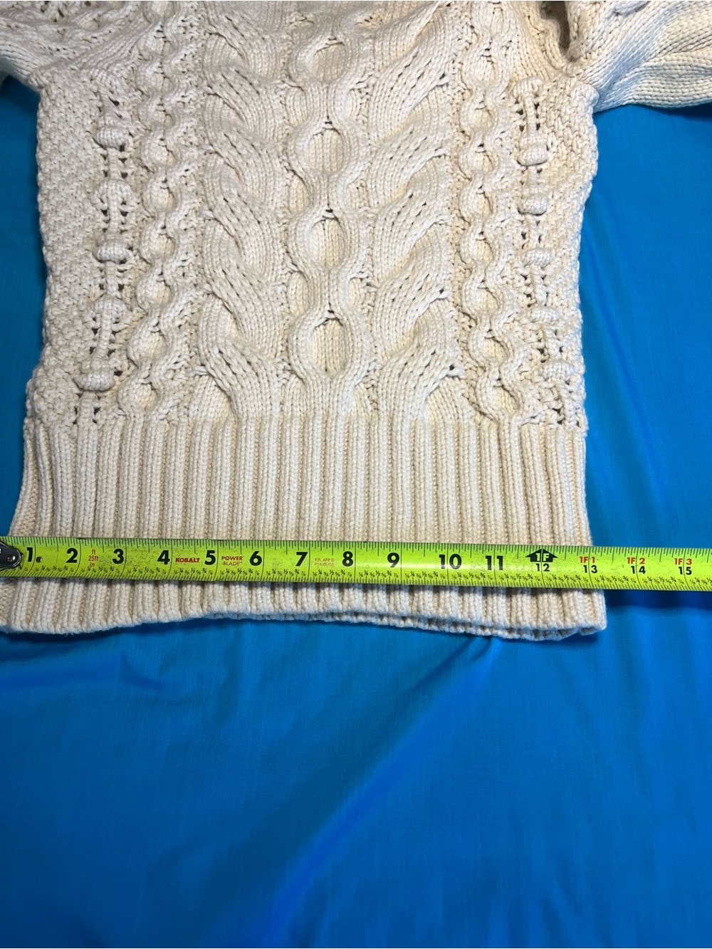 Banana Republic Ticino Cable Knit Puff Sleeve Sweater Cream S - Picture 8 of 16